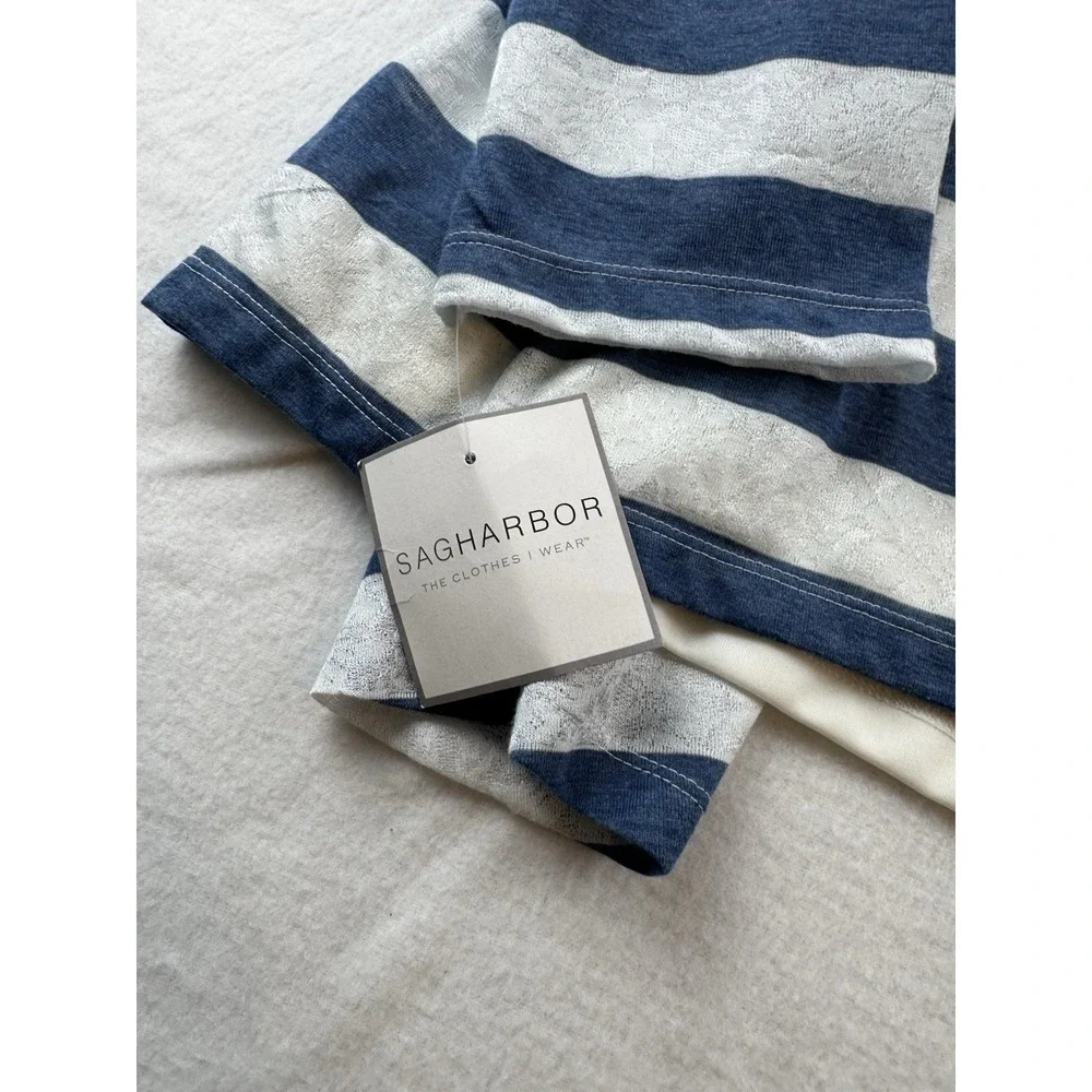 Sag Harbor Open Front Nautical Cardigan With Matching Tank Layer Set NWT Size XL